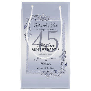 Sapphire Gem & Glitter 45th Wedding Anniversary  Small Gift Bag