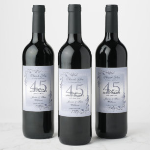 Sapphire Gem & Glitter 45th Wedding Anniversary  Wine Label