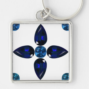 Sapphire Gemstone Art, Blue Keychain