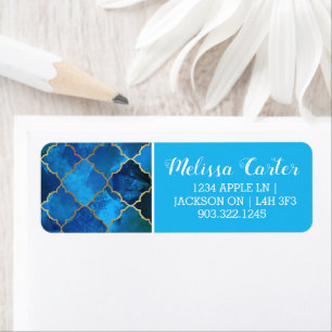 Sapphire Gemstone & Gold Moroccan Tile Pattern