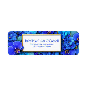 Sapphire Gilded Orchid Botanical Return Address