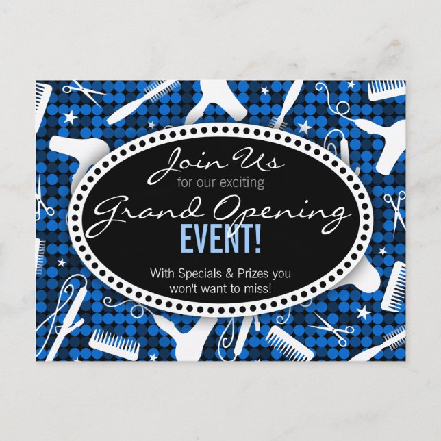 Sapphire Glam Custom Hair Salon Event Postcard (Front)
