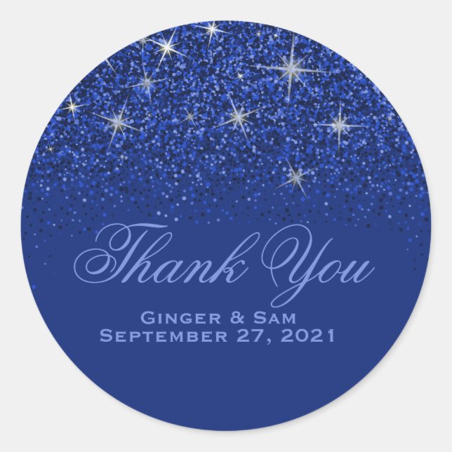 Sapphire Glitz Stickers Merci Parties scintillant (Devant)