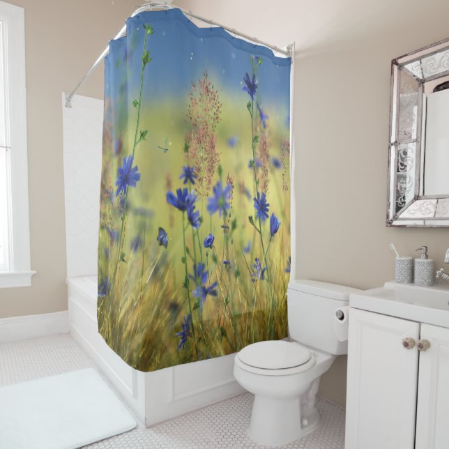Sapphire & Gold Shower Curtain (In Situ)