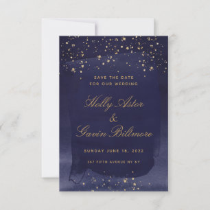 Sapphire & Gold Wedding Save The Date
