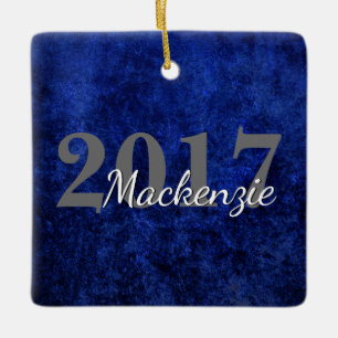Sapphire Grad Blue Royal Cobalt Azure Year Ceramic Ornament