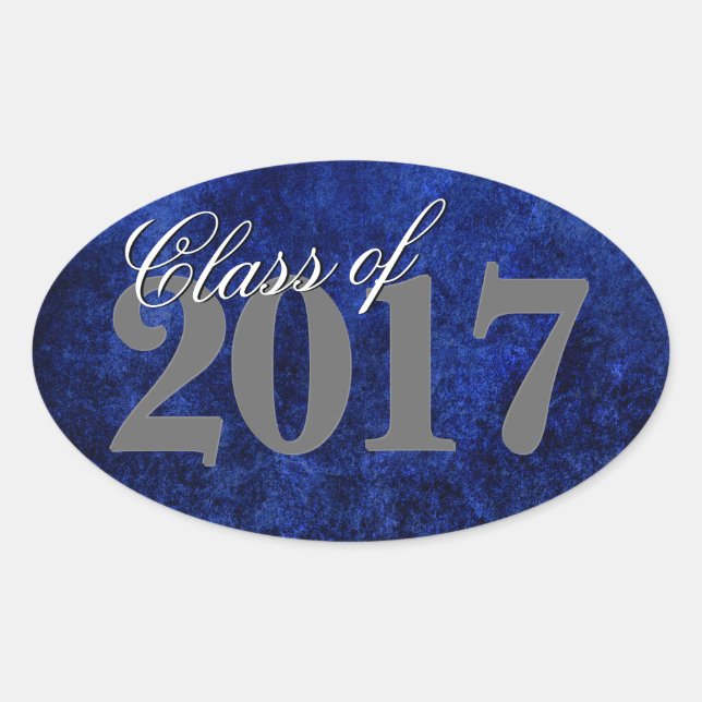 Sapphire Grad | Blue Royal Cobalt Azure Year Oval Sticker (Front)
