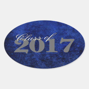 Sapphire Grad   Blue Royal Cobalt Azure Year Oval Sticker