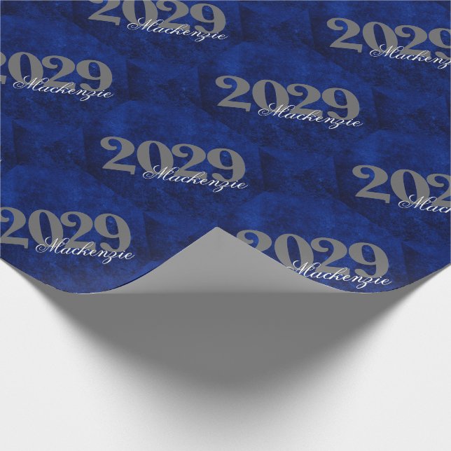 Sapphire Grad | Blue Royal Cobalt Azure Year Wrapping Paper (Corner)