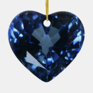 Sapphire Heart Ceramic Ornament