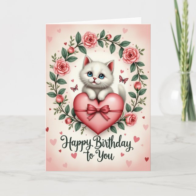 Sapphire Kitten Birthday Card (Front)