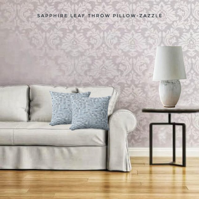 Sapphire Leaf Throw Pillow (Creator Uploaded)