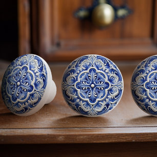 Sapphire Lisbon Patterned Ceramic Design Knob