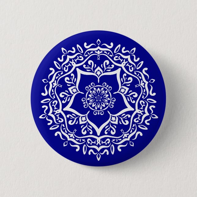 Sapphire Mandala 2 Inch Round Button (Front)