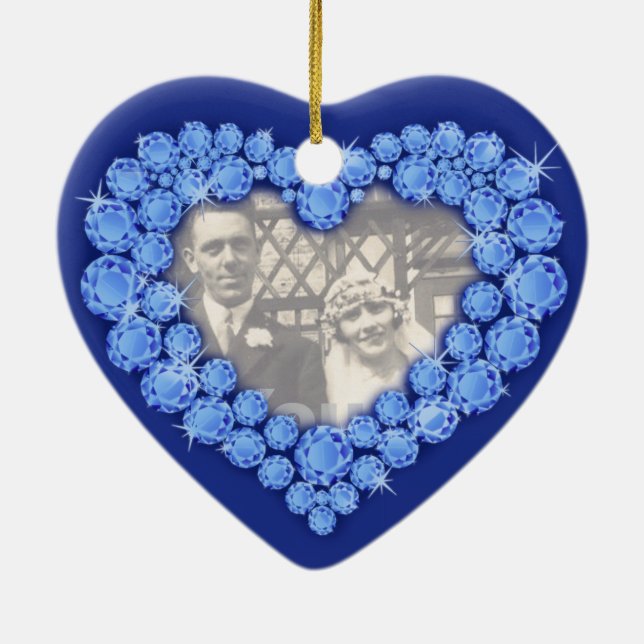 Sapphire Mariage Anniversaire de coeur ornement (Dos)
