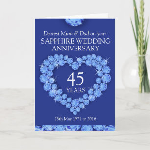 Sapphire mariage anniversaire maman et papa carte