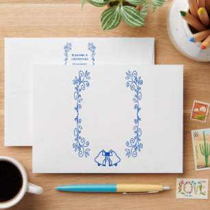 Sapphire Mariage Enveloppe Bells Scrollwork Design