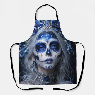 Sapphire Moon Calavera – Blue Celestial  Apron