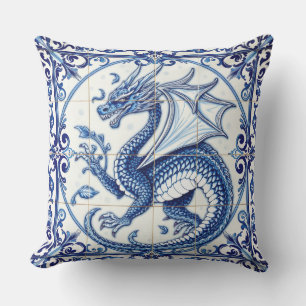 sapphire moon dragon outdoor pillow