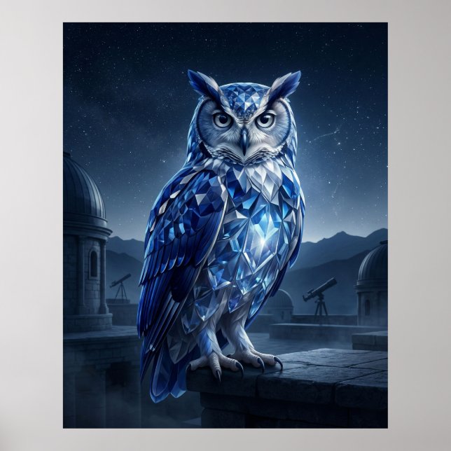 Sapphire Owl Celestial Night Poster (Front)