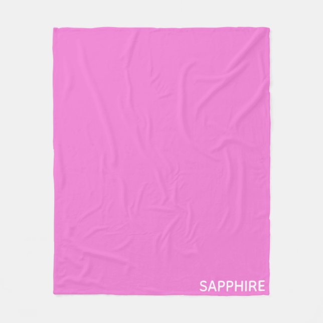 Sapphire pink color name fleece blanket (Front)