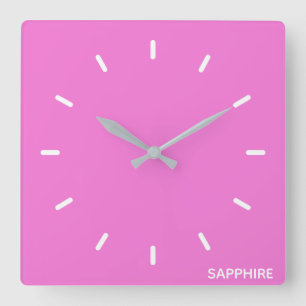 Sapphire pink colour name square wall clock
