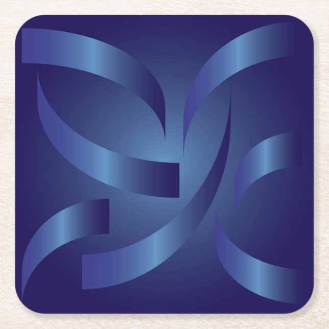 sapphire ribbons square paper coaster (Front)