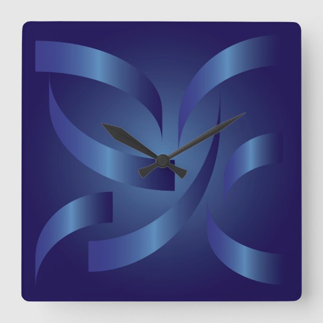 sapphire ribbons square wall clock (Front)