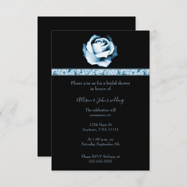 Sapphire Rose Bridal Shower Invite (Front/Back)