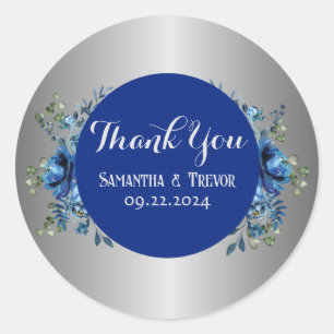 Sapphire Serenade: A Symphony of Silver and Blue Classic Round Sticker