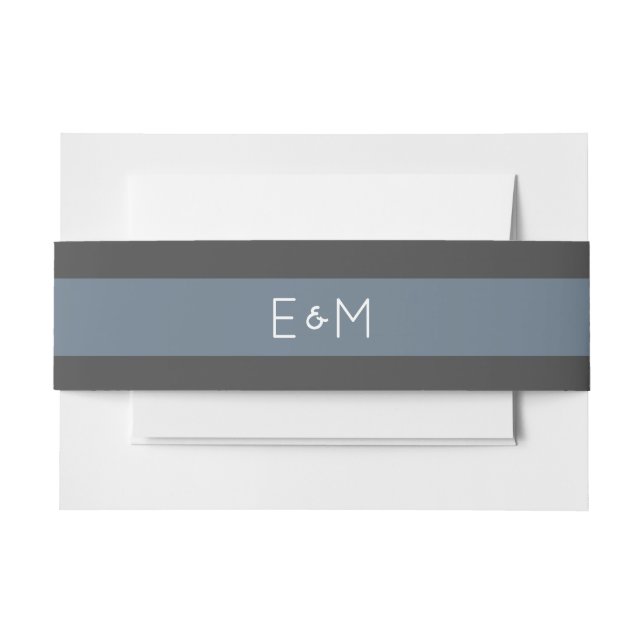 Sapphire Steel Blue Monogrammed Wedding Pack Invitation Belly Band (Front Example)