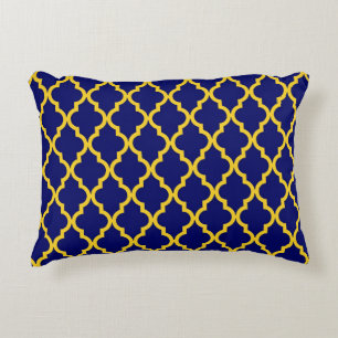 Sapphire Sun: Blue & Yellow Boho Moroccan Elegance Accent Pillow
