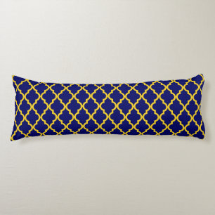 Sapphire Sun: Blue & Yellow Boho Moroccan Elegance Body Pillow