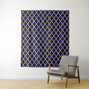 Sapphire Sun: Blue & Yellow Boho Moroccan Elegance Tapestry