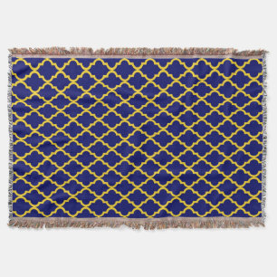 Sapphire Sun: Blue & Yellow Boho Moroccan Elegance Throw Blanket