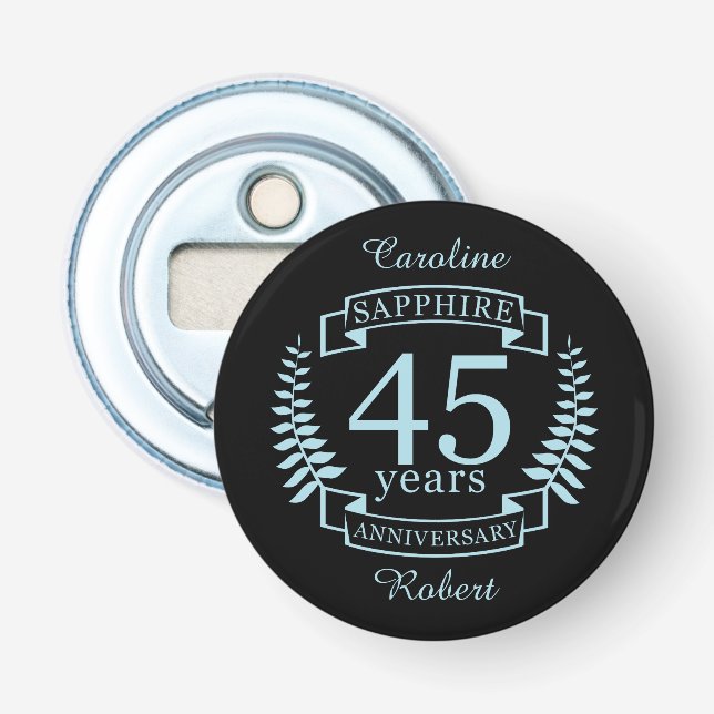 Sapphire Traditional 45th wedding anniversary Bottle Opener (Front)