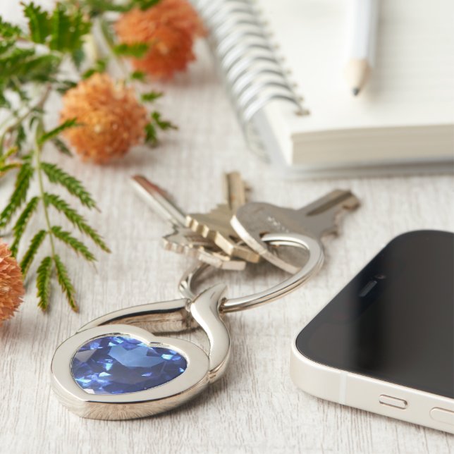 Sapphire Twisted Heart Metal Keychain (Side)