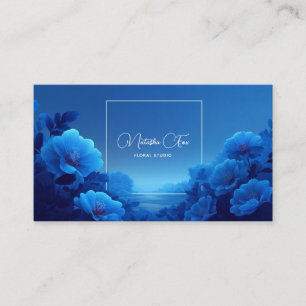 Sapphire Waters Blue Floral Modern Business Card
