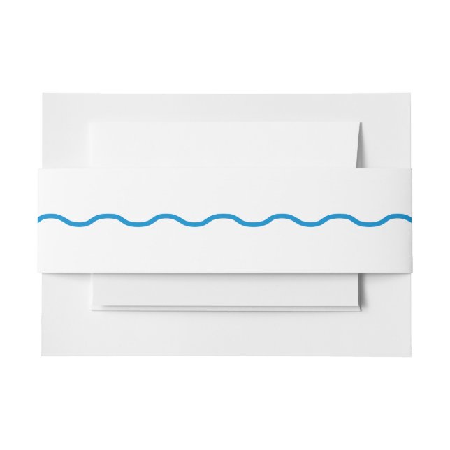 Sapphire Wavy Retro Wedding Invitation Belly Band (Front Example)