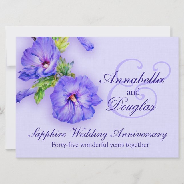 Sapphire wedding anniversary 45 years invitation (Front)