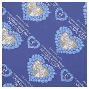 Sapphire wedding anniversary personalized pattern fabric