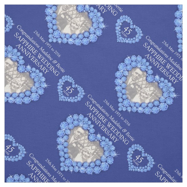 Sapphire wedding anniversary personalized pattern fabric (Swatch)