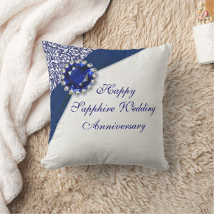 Sapphire Wedding Anniversary Throw Pillow