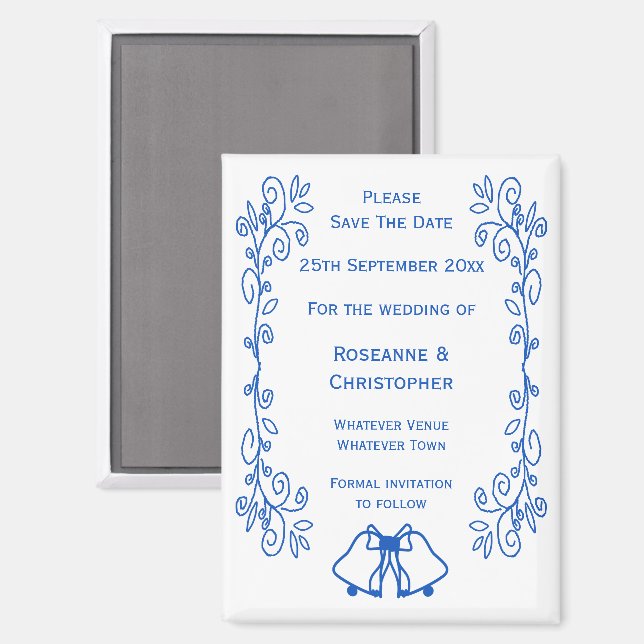 Sapphire Wedding Enregistrer La Date Magnet Bells (Recto/Verso)
