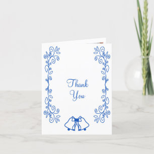 Sapphire Wedding Thank You Card Bells Scrollwork 