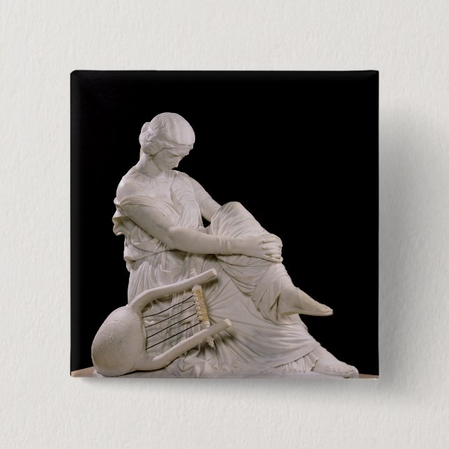 Sappho, 1852 2 inch square button (Front)