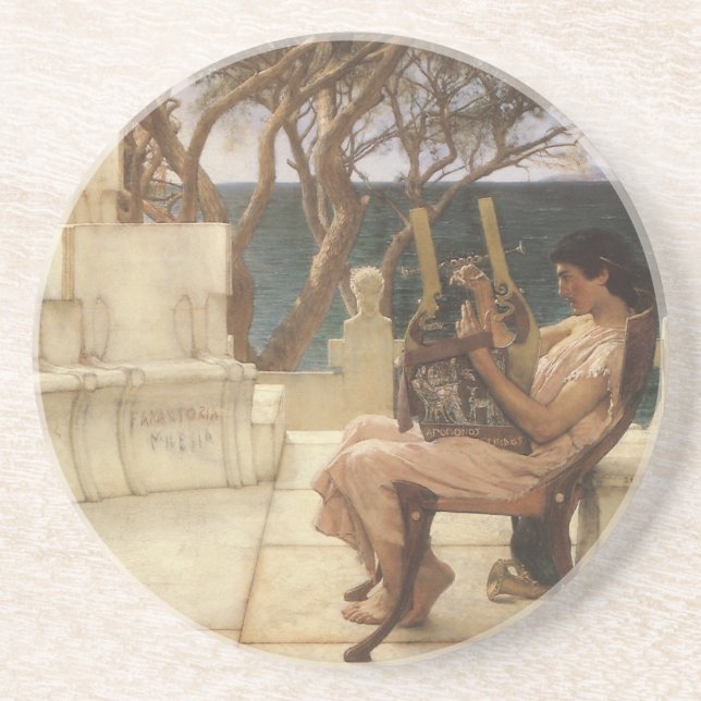Sappho and Alcaeus by Sir Lawrence Alma Tadema Coaster (Front)