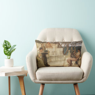 Sappho and Alcaeus by Sir Lawrence Alma Tadema Lumbar Pillow