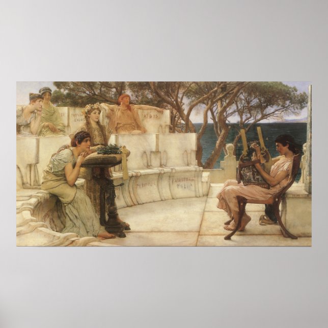 Sappho and Alcaeus by Sir Lawrence Alma Tadema Poster (Front)