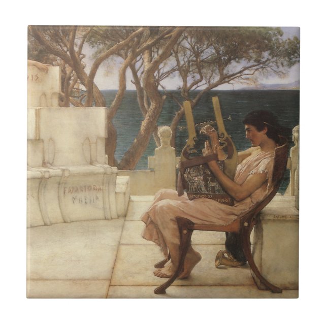 Sappho and Alcaeus by Sir Lawrence Alma Tadema Tile (Front)